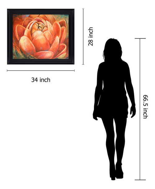 Saffron Petal Radiance - 28" x 34" Framed Wall Art - Orange