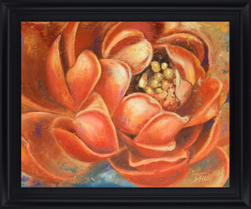 Amber Petal Radiance - 28" x 34" Framed Wall Art