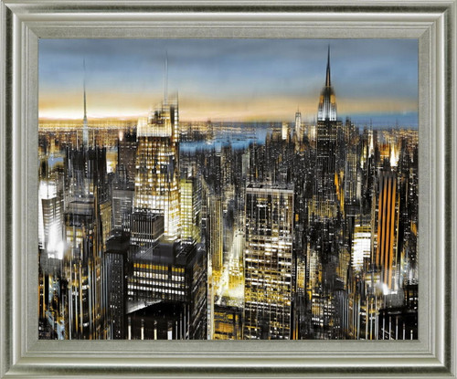 Electric Skyline - 28" x 34" Framed Wall Art - Dark Gray