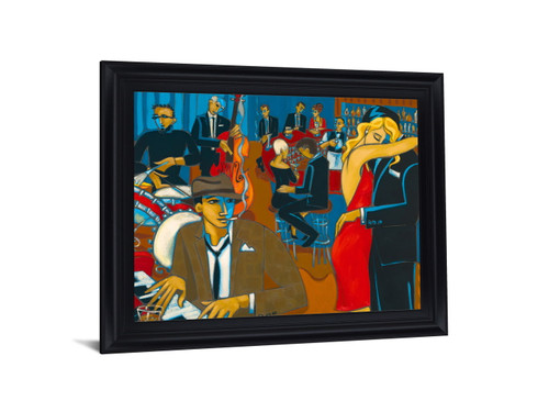 Jazz Lounge Serenade - 28" x 34" Framed Wall Art - Blue