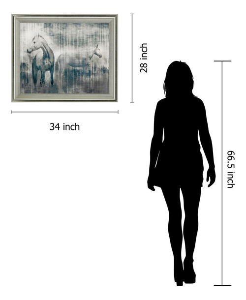 Misty Equines - 28" x 34" Framed Wall Art - Gray