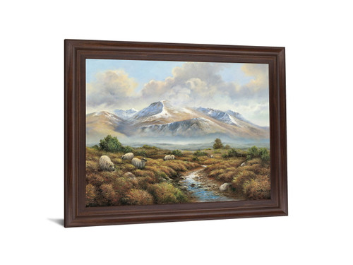 Sheep Meadow Vista - 28" x 34" Framed Wall Art - Light Brown