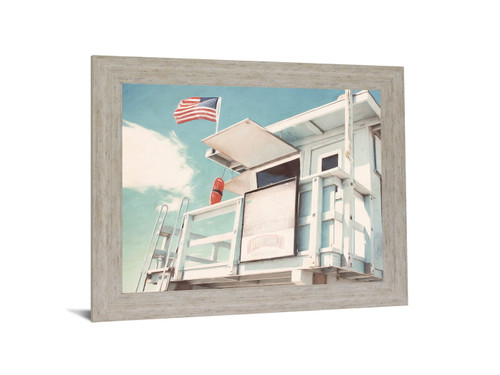 Seaside Watchtower - 28" x 34" Framed Wall Art - Light Blue