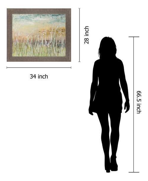 Misty Sunrise Meadow - 28" x 34" Framed Wall Art - Green