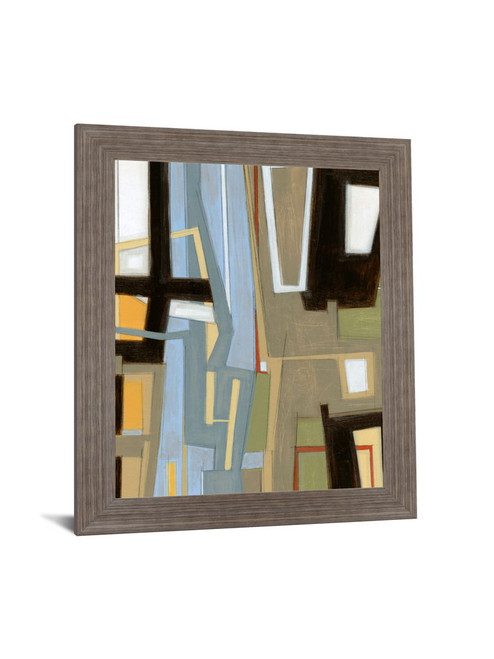 Urban Slate Geometry - 28" x 34" Framed Wall Art - Beige