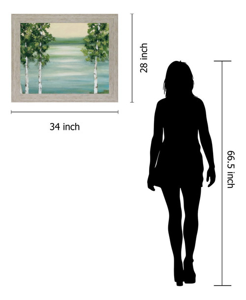 Birches Over Serene Water - 28" x 34" Framed Wall Art