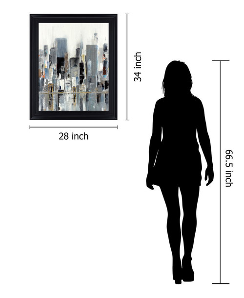 Misty Metropolis - 28" x 34" Framed Wall Art - Gray