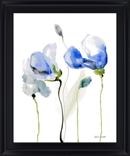 Cobalt Blossom Trio - 28" x 34" Framed Wall Art