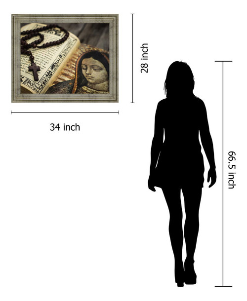 Sacred Serenity - 28" x 34" Framed Wall Art - Dark Brown