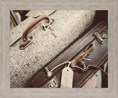 Suitcase Tags - 28" x 34" Framed Wall Art - Beige