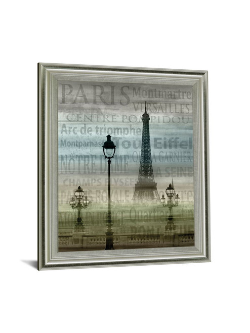 Foggy Paris Vista - 28" x 34" Framed Wall Art - Gray