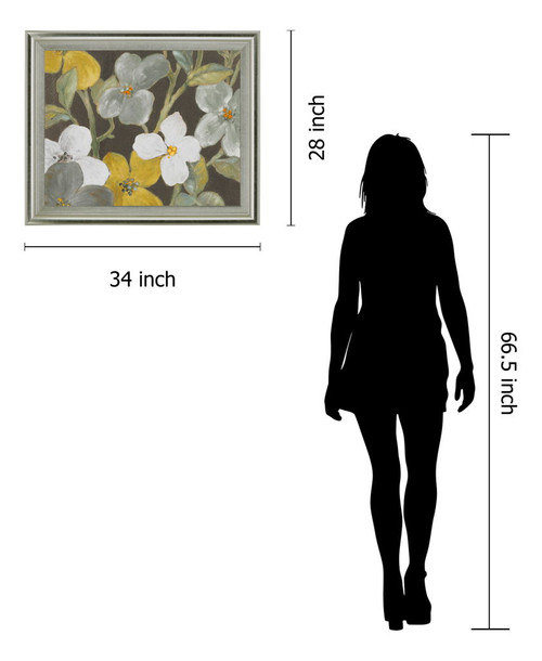 Golden Meadow Blossoms - 28" x 34" Framed Wall Art - Gray