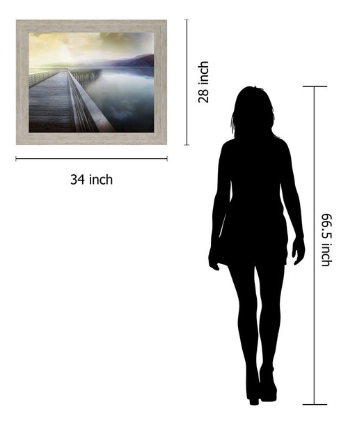 Serene Dawn Pathway - 28" x 34" Framed Wall Art - Gray