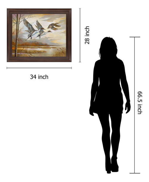 Soaring Pintails - 28" x 34" Framed Wall Art - Beige