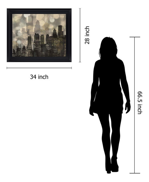 Luminous Skyline - 28" x 34" Framed Wall Art - Black