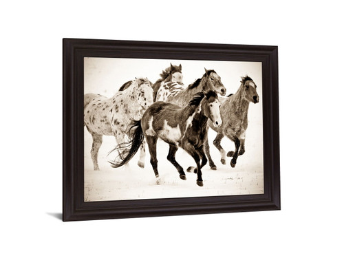 Speckled Gallop - 28" x 34" Framed Wall Art - Dark Brown