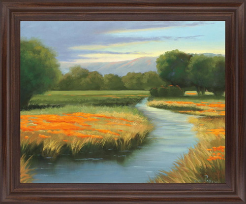 Golden Meadow Stream - 28" x 34" Framed Wall Art
