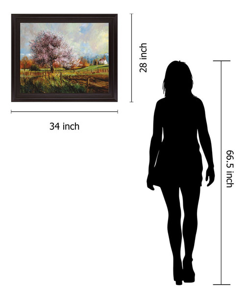 Blossom Meadow - 28" x 34" Framed Wall Art - Light Brown
