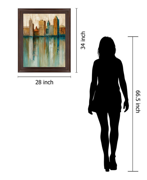 Amber Skyline - 28" x 34" Framed Wall Art - Blue