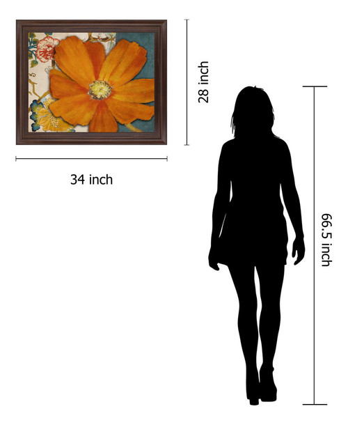 Golden Petal Burst - 28" x 34" Framed Wall Art - Orange