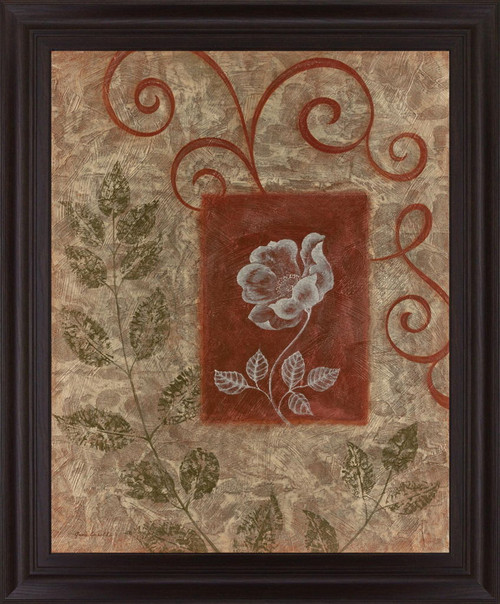 Whimsical Petal Dance - 28" x 34" Framed Wall Art - Dark Brown