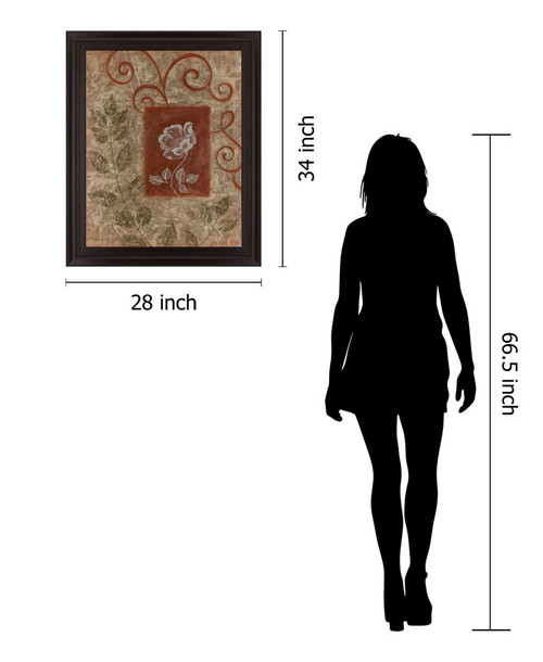 Whimsical Petal Dance - 28" x 34" Framed Wall Art - Dark Brown