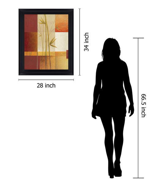 Autumn Bamboo Fusion - 28" x 34" Framed Wall Art - Orange