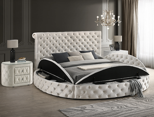 Brigitte Upholstered Bed in Ivory 5202IV by Crown Mark