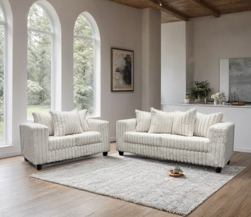 Anya Sofa and Loveseat in Cream 510 by Happy Homes