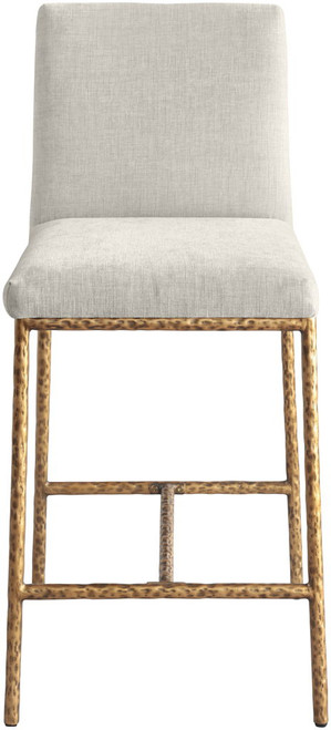 Reeves - Chenille Fabric Upholstered Counter Stool (Set of 2) - Gold Base