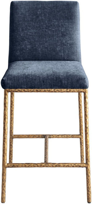 Reeves - Chenille Fabric Upholstered Counter Stool (Set of 2) - Gold Base