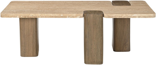 Ravenna - Genuine Fabric Travertine And Oak Wood Table