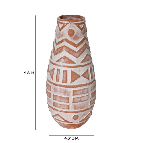 Earthenware - Aztec Teardrop Flower Vase - Terracotta