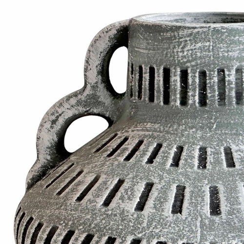 Earthenware - Aztec Wide Flower Vase - Blue