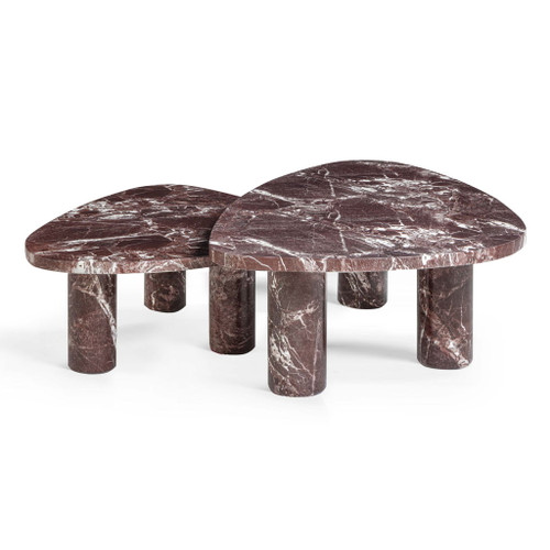 Libby - 2-Piece Faux Marble Nesting Coffee Table Set - Red Levanto