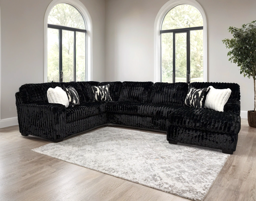 California Black Sectional in Fabric 9800 by Happy Homes