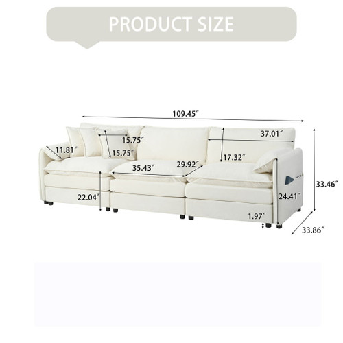 Modern Oversized Deep Seat Sectional Sofa With Pillows