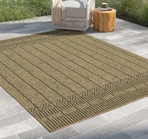 Earth - 5'3" X 7'3" Indoor, Outdoor Area Rug - Jute / Black
