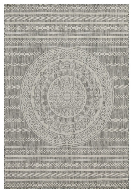 Sunshine - 5'3" X 7'3" Indoor, Outdoor Area Rug - Silver - Polypropylene