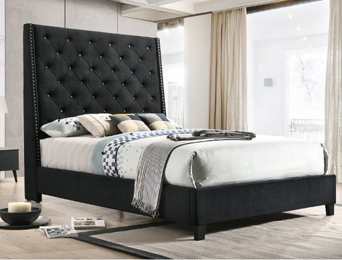 Chantilly Upholstered Bed In Black 5265-BK by Crow Mark