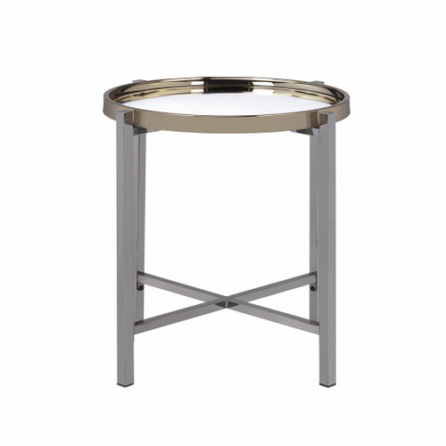 Edith - Round End Table - Dark Nickel
