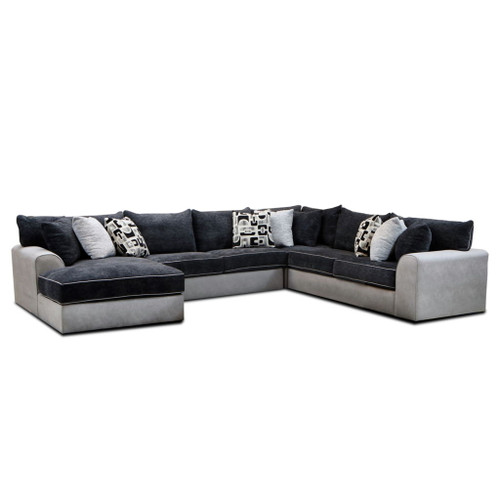 Klein - RHF Sofa With 3 Pillows - Bentley Ash / Zaftig Ebony