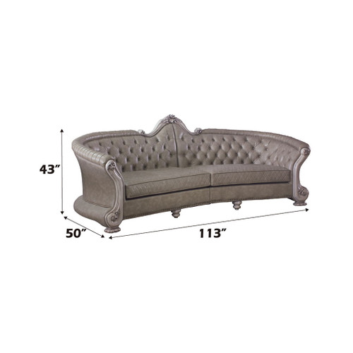 Dresden - 43" Sofa With 5 Pillows - Synthetic Leather & Vintage Bone White