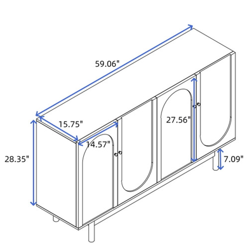 4 Door Intaglio Storage Cabinet - Mint Green