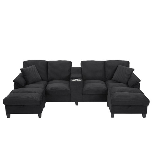 Modern U-Shaped Sectional Sofa With Storage Ottomans