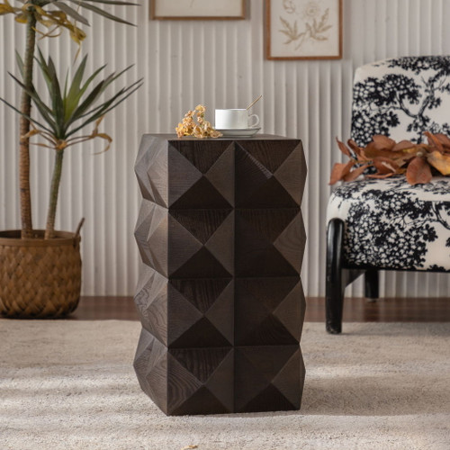 Side Table With 3D Embossed Pattern Design