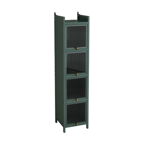Glass Door Cabinet With Tier Storage