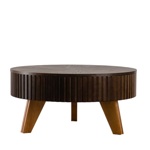 Round Retro Coffee With Solid Wood Legs