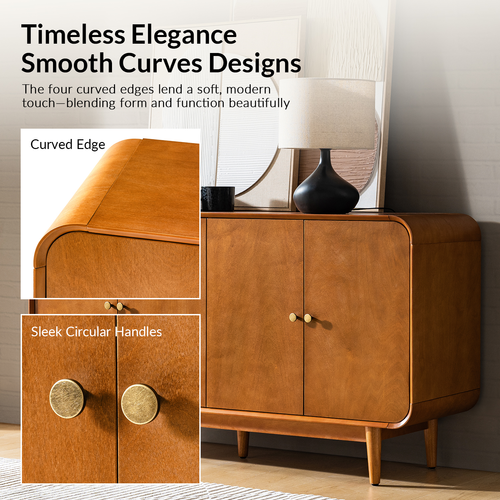 Enrico Wood 58" Wide Sideboard with Adjustable Shelves