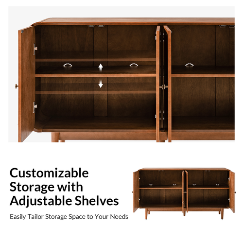 Enrico Wood 58" Wide Sideboard with Adjustable Shelves